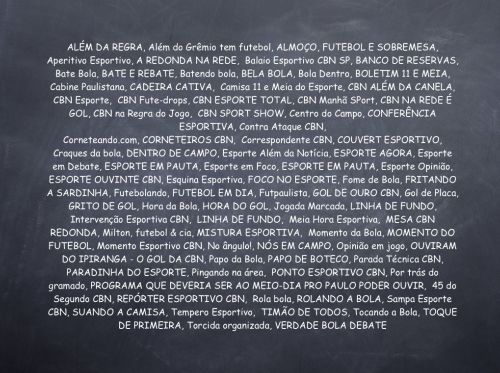 Nomes sugeridos para o programa de esportes do CBN SP