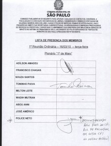 lista presença CPI 001